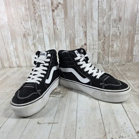 Vans Sk8 Hi Platform Sneakers Black White Women US 6 EU 36 - Picture 6 of 8